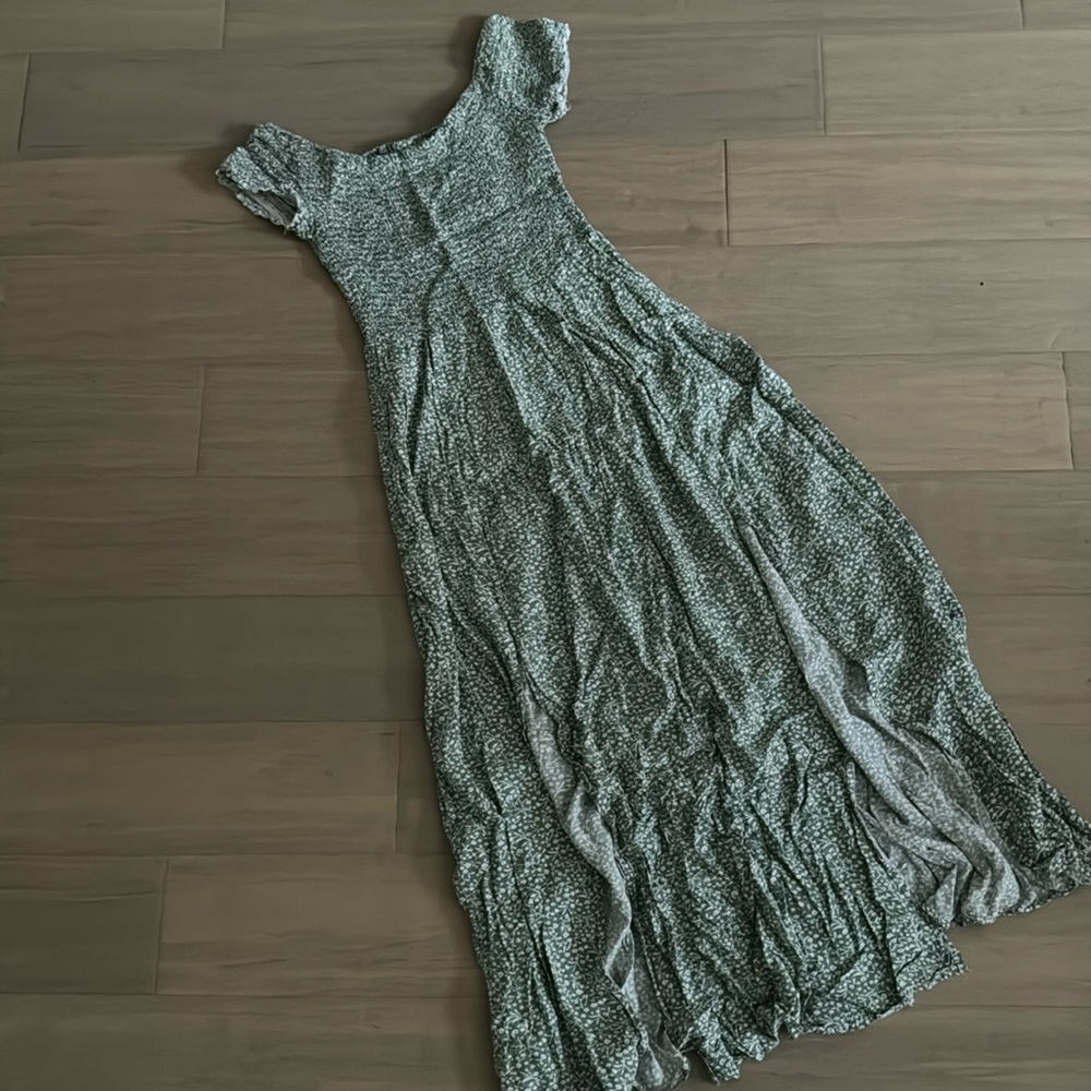 Midi Dress -Green Floral Print